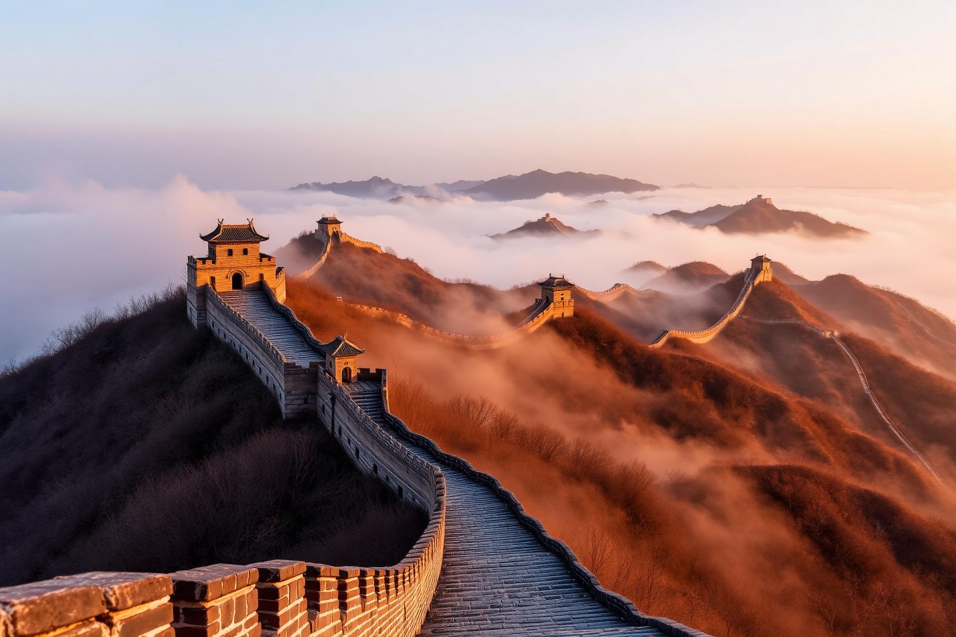Luxusreisen China – Große Mauer bei Jinshanling im Morgennebel