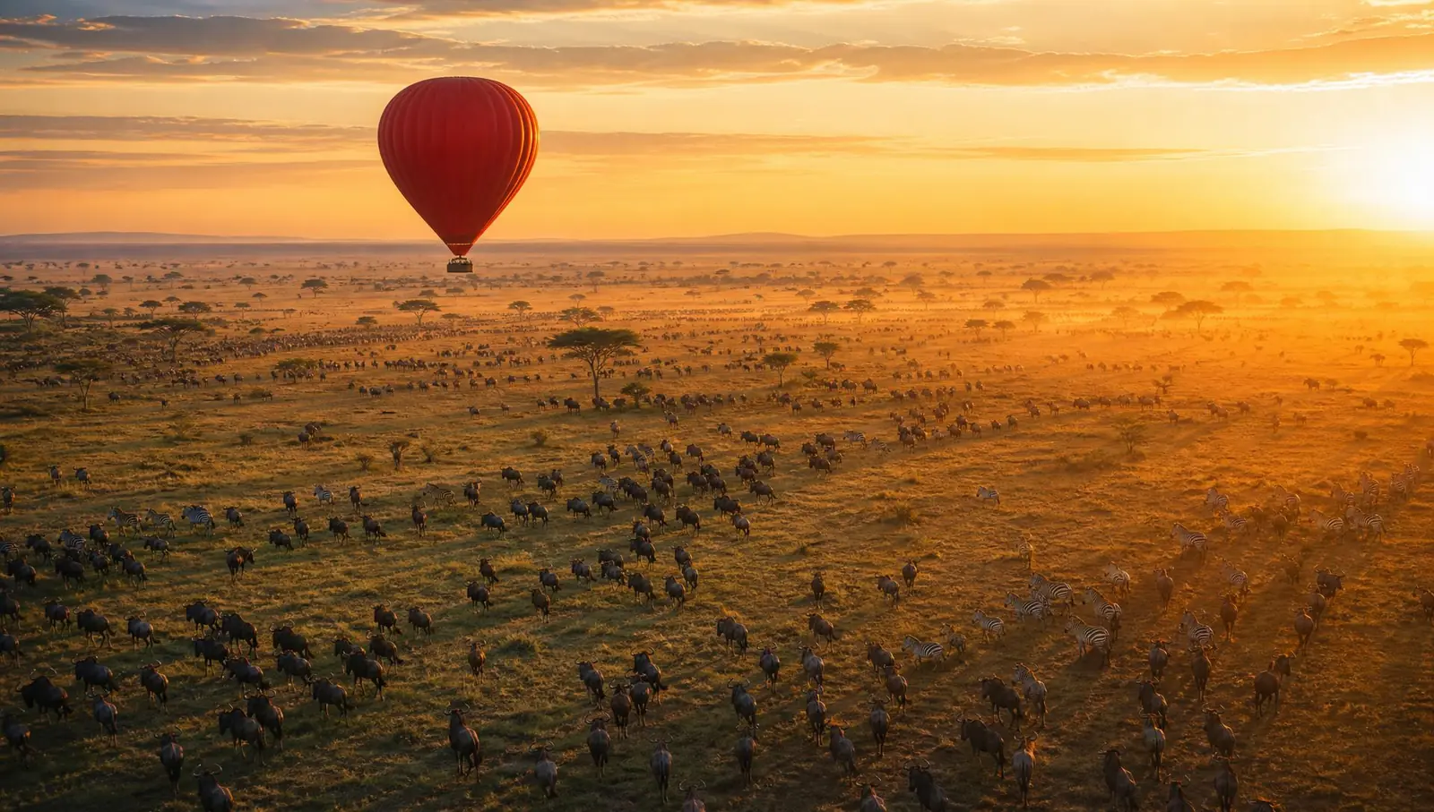 Weite Serengeti-Graslandschaft bei goldenem Licht — The New Luxury