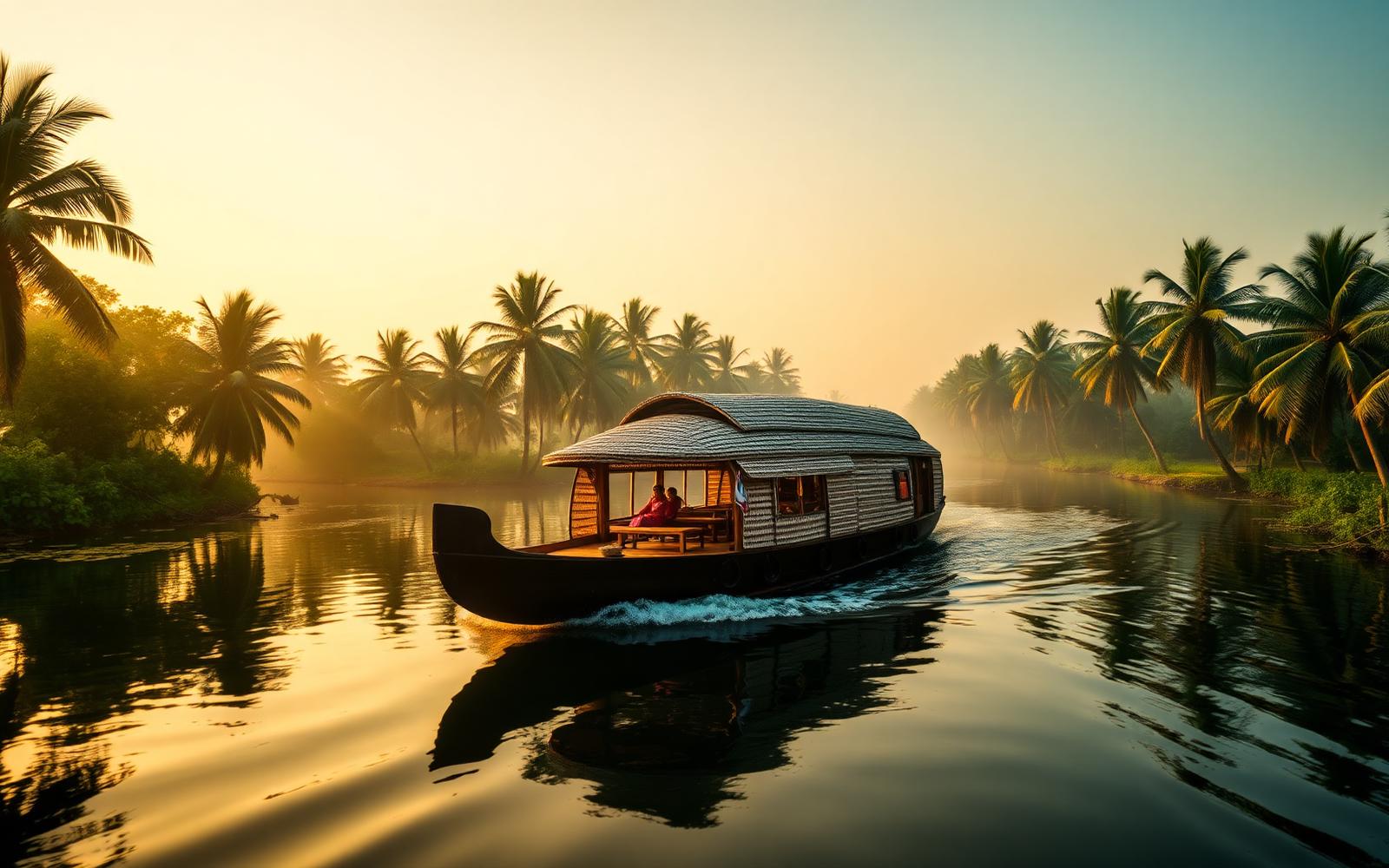 Hausboot in den Backwaters von Kerala, Südindien